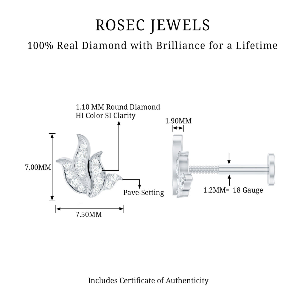 Diamond Leaf Helix Earring for Women