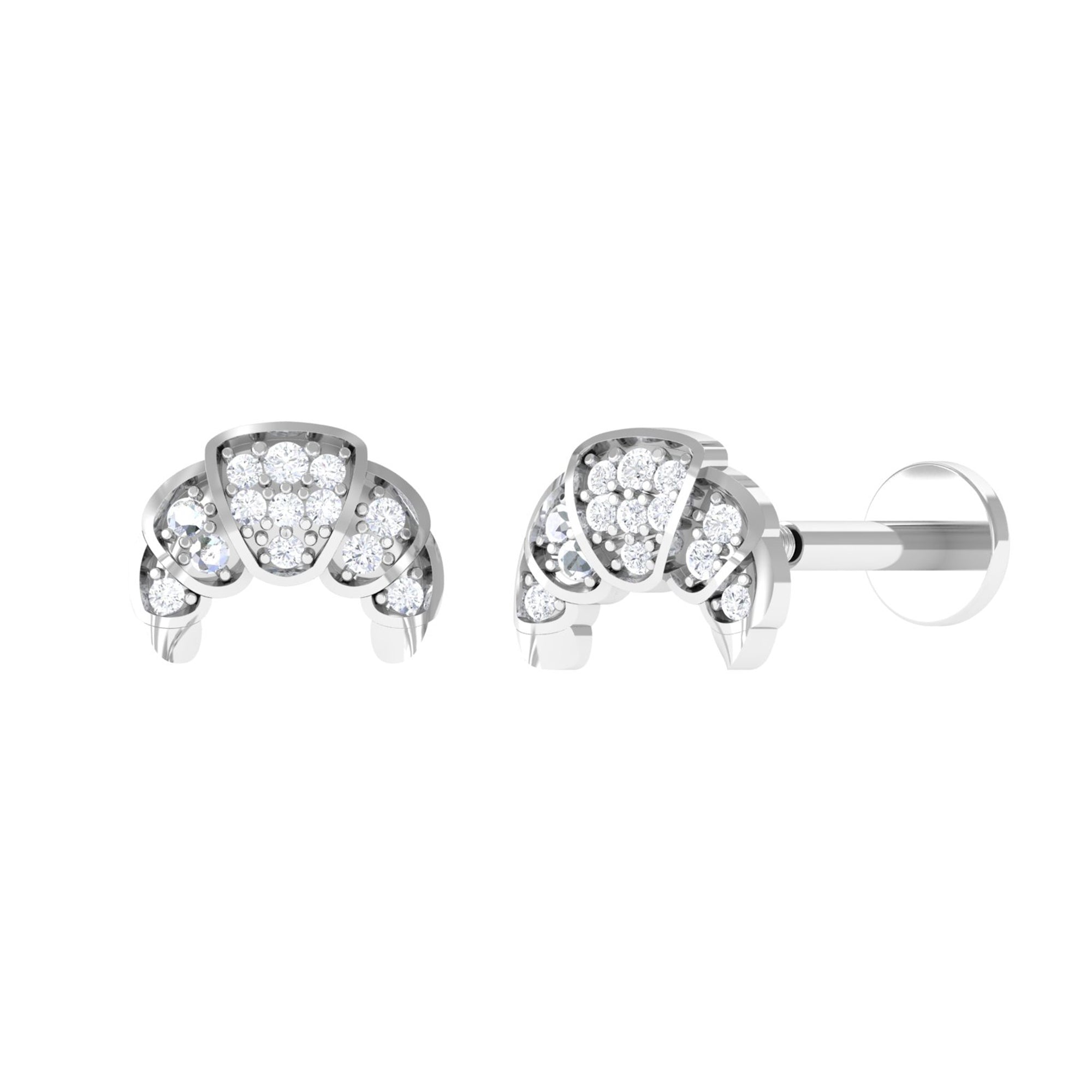 Diamond Croissant Earring for Conch Piercing