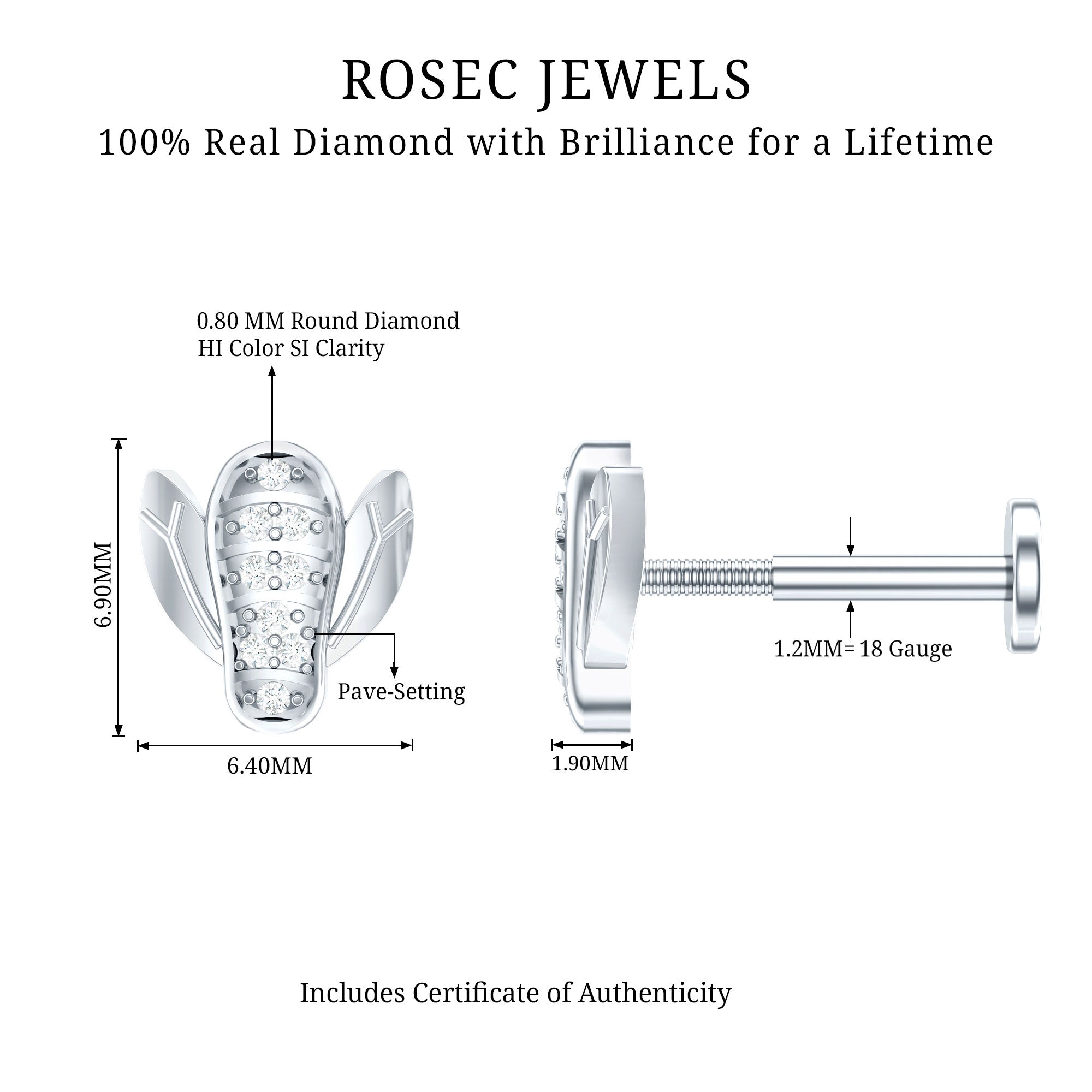 Diamond Bumblebee Earring for Helix Piercing