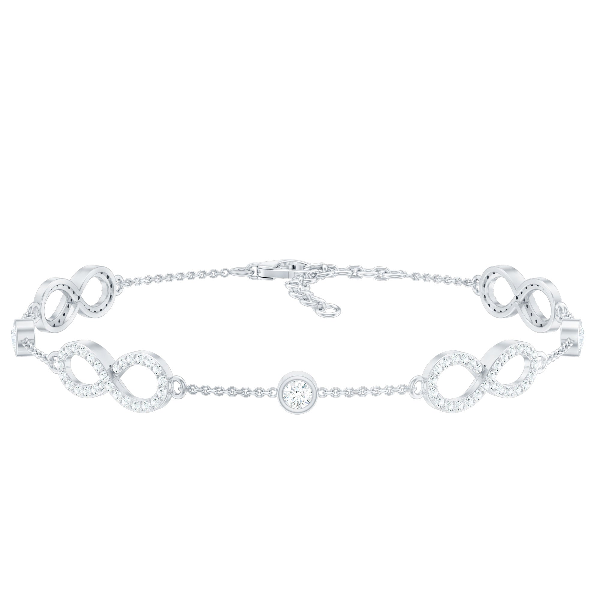 Cubic Zirconia Infinity Station Chain Bracelet