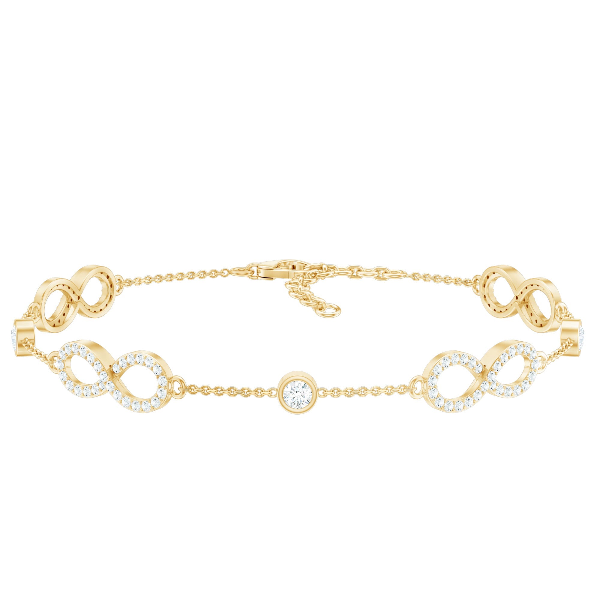 Cubic Zirconia Infinity Station Chain Bracelet