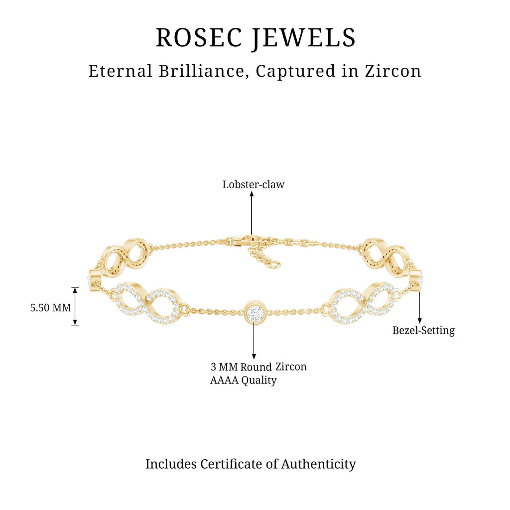 Cubic Zirconia Infinity Station Chain Bracelet