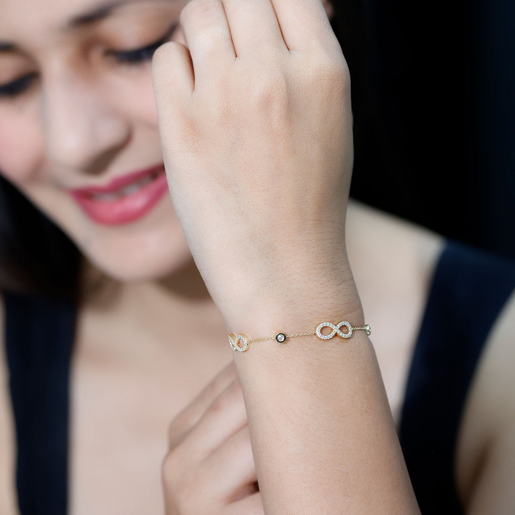 Cubic Zirconia Infinity Station Chain Bracelet