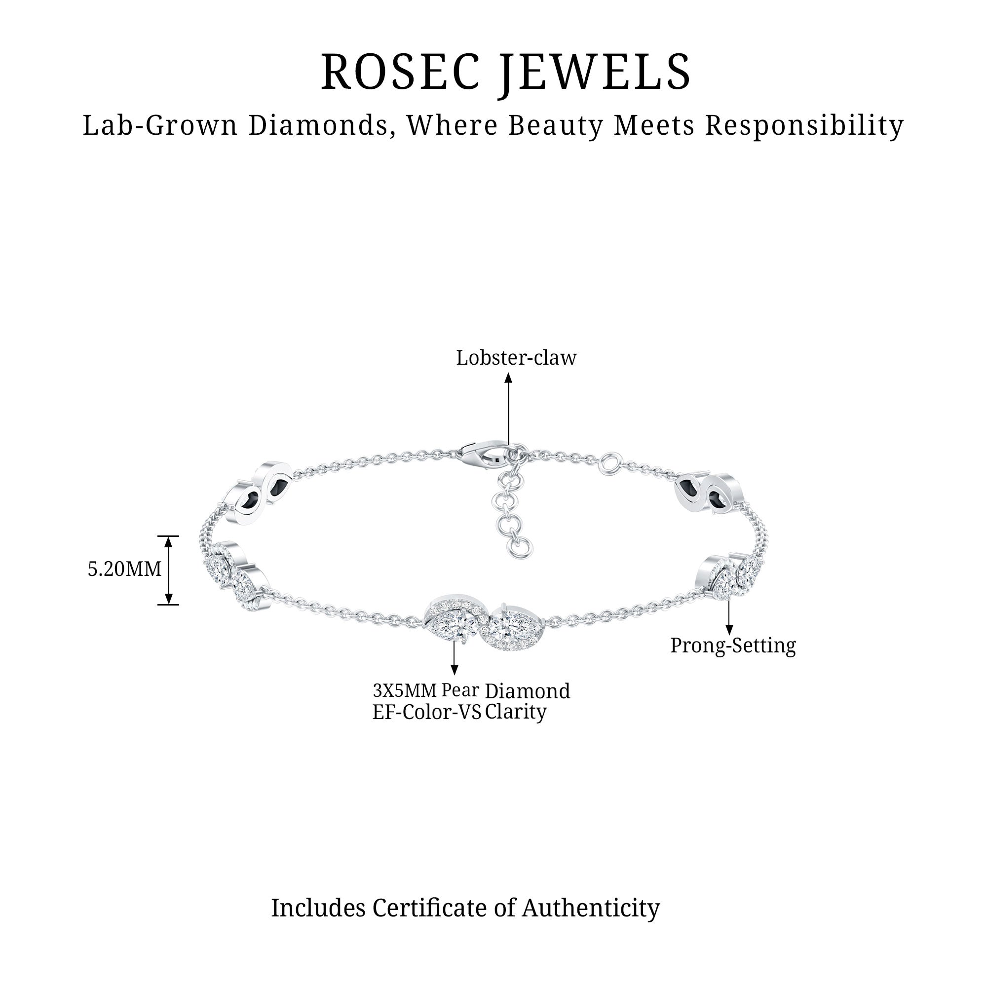 Classic Lab Grown Diamond Station Chain Bracelet