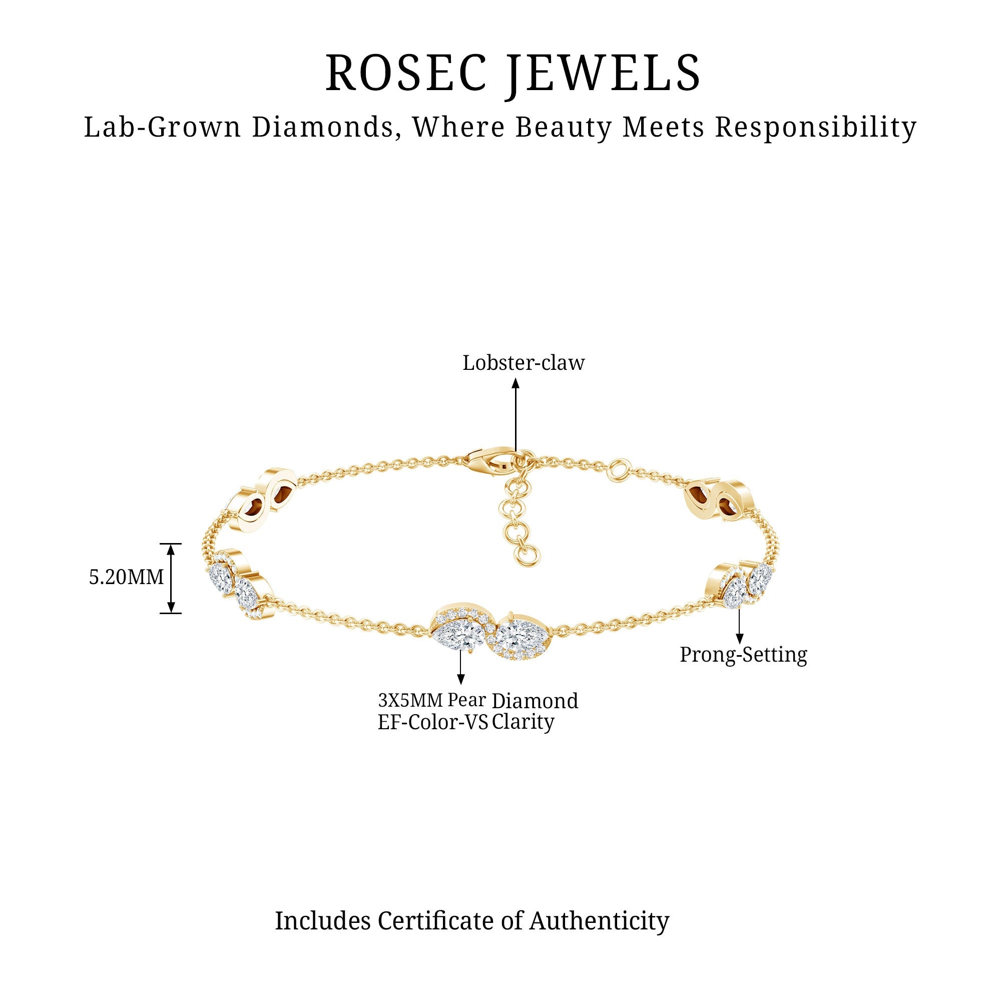 Classic Lab Grown Diamond Station Chain Bracelet