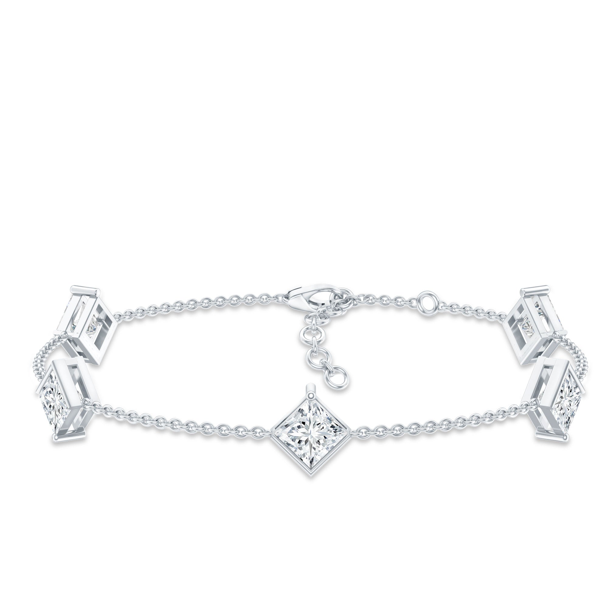 Certified Princess Cut Lab Grown Diamond Wedding Chain Bracelet