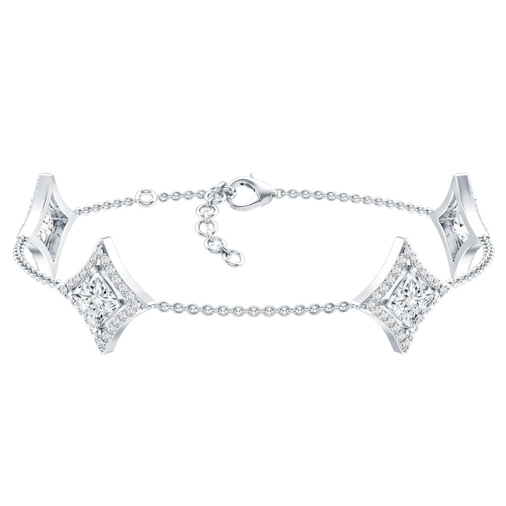 Certified Princess Cut Lab Grown Diamond Bridal Bracelet
