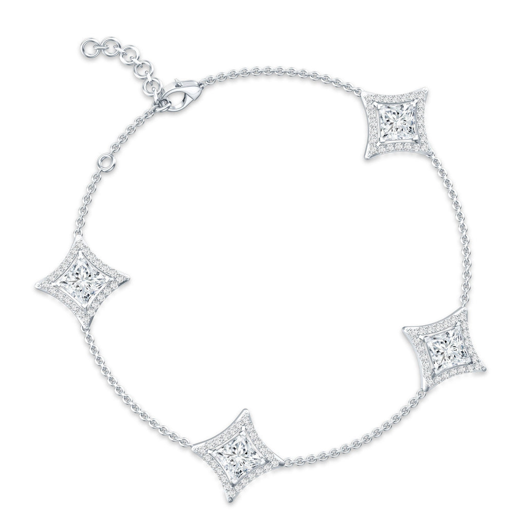 Certified Princess Cut Lab Grown Diamond Bridal Bracelet