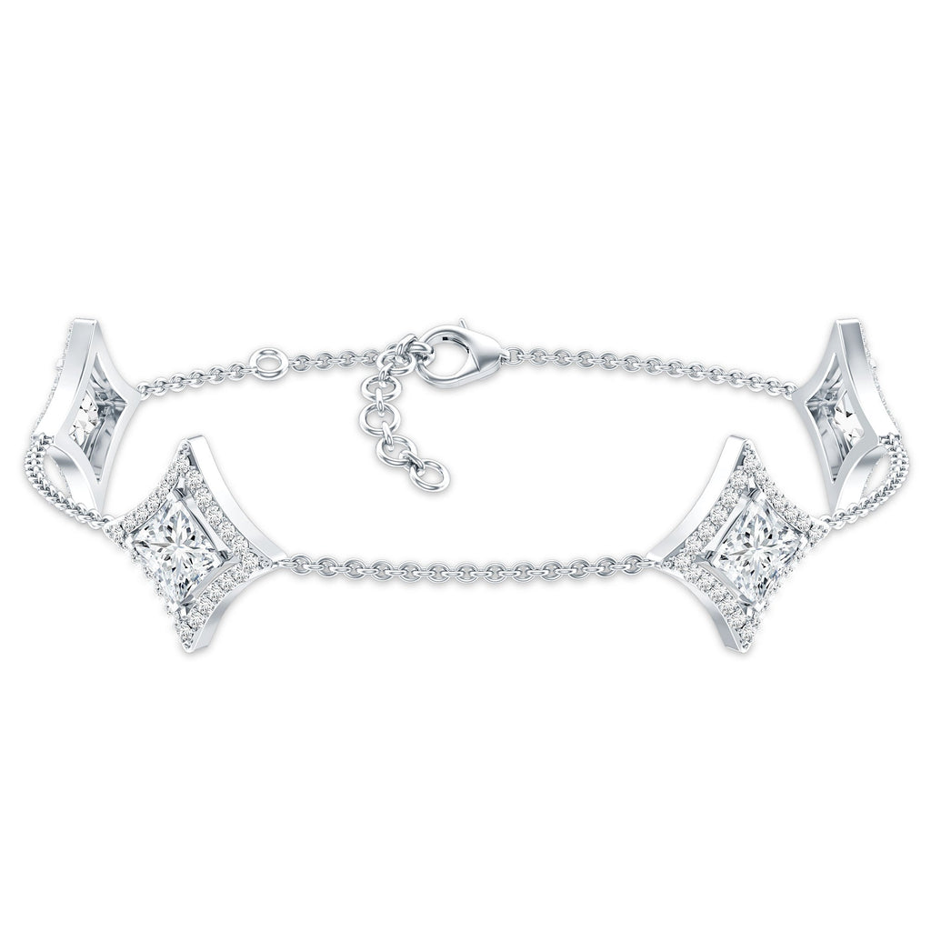 Certified Princess Cut Lab Grown Diamond Bridal Bracelet