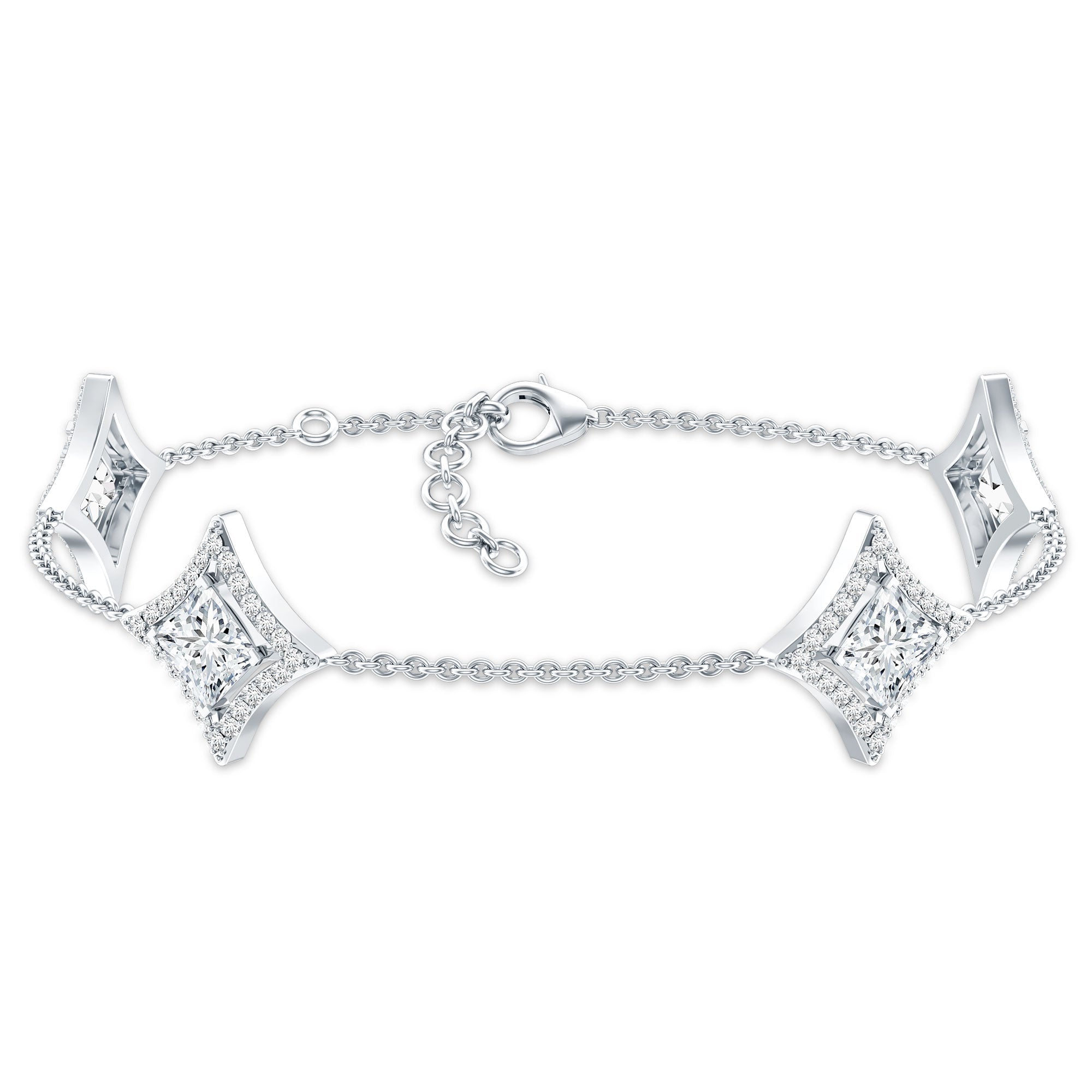 Certified Princess Cut Lab Grown Diamond Bridal Bracelet