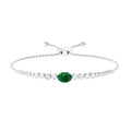 Certified 1.2 Carat Oval Lab Grown Emerald Bolo Bracelet with Diamond