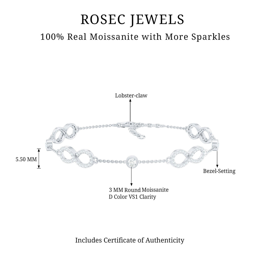 Certified Moissanite Infinity Chain Bracelet