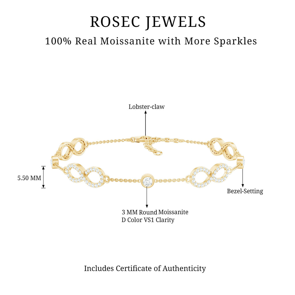 Certified Moissanite Infinity Chain Bracelet