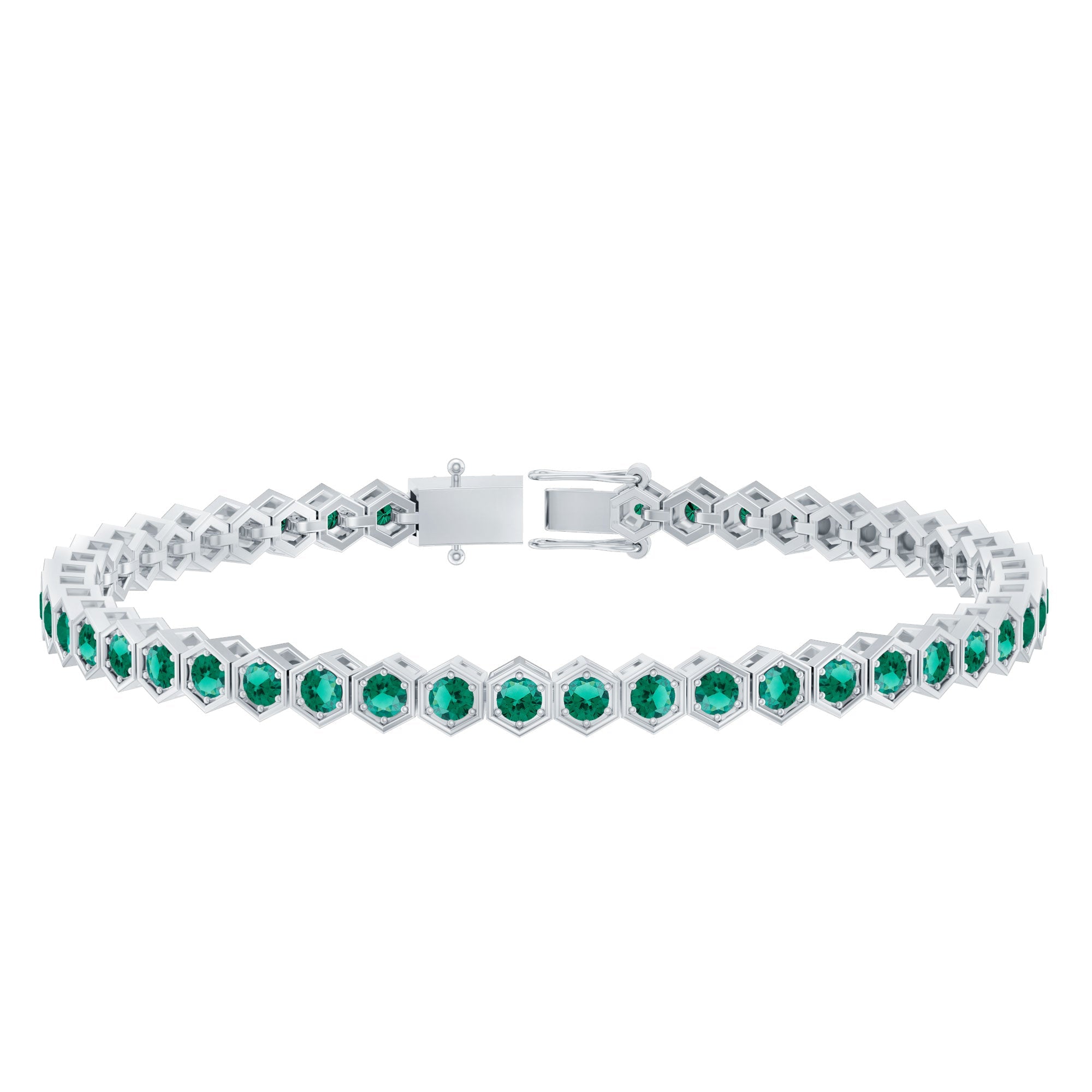 Certified Lab Grown Emerald Hexagon Tennis Bracelet for Women