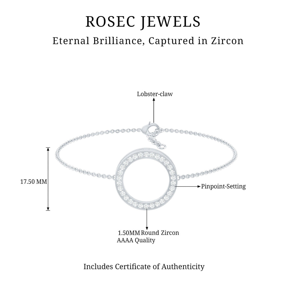 Cubic Zirconia Open Circle Chain Bracelet