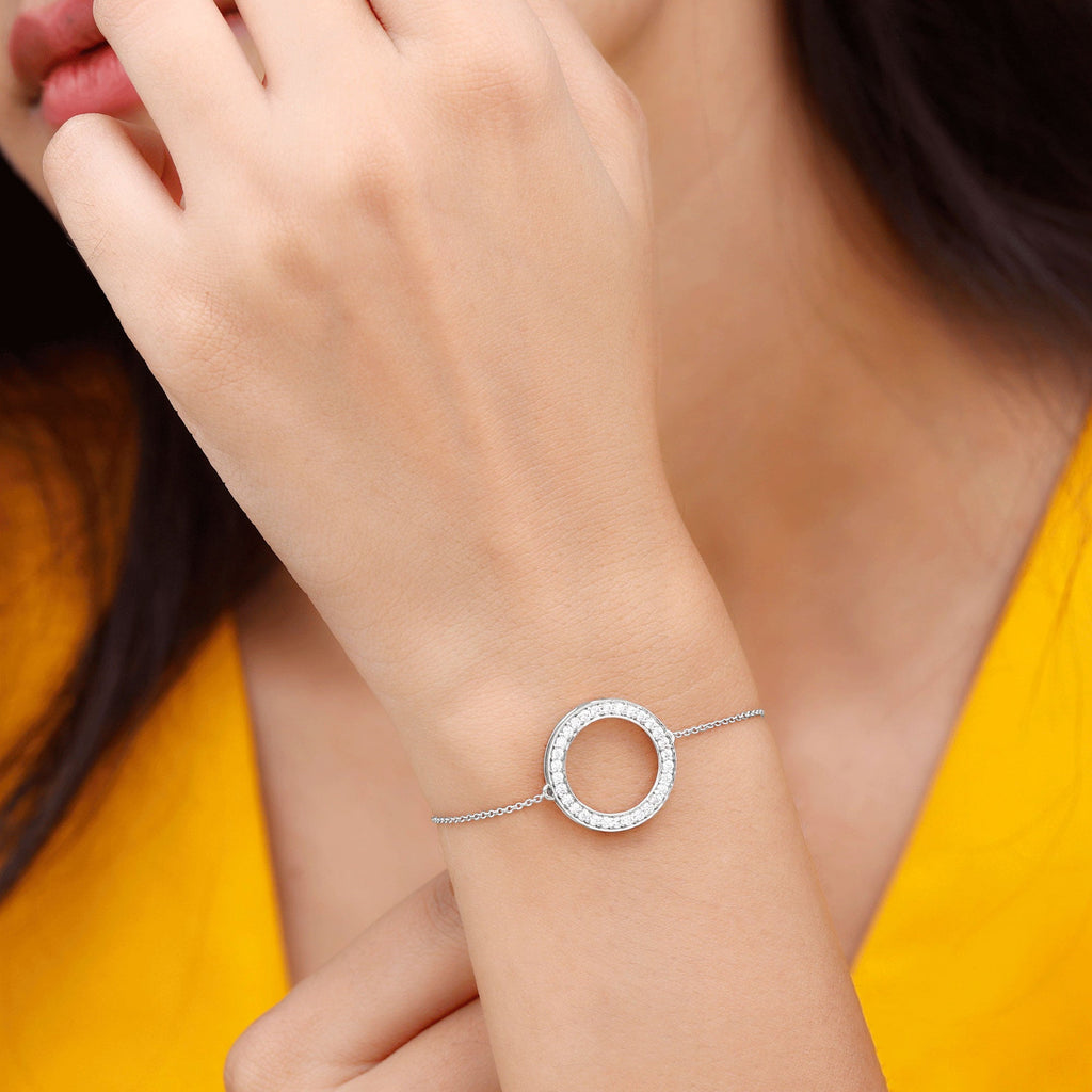 Cubic Zirconia Open Circle Chain Bracelet