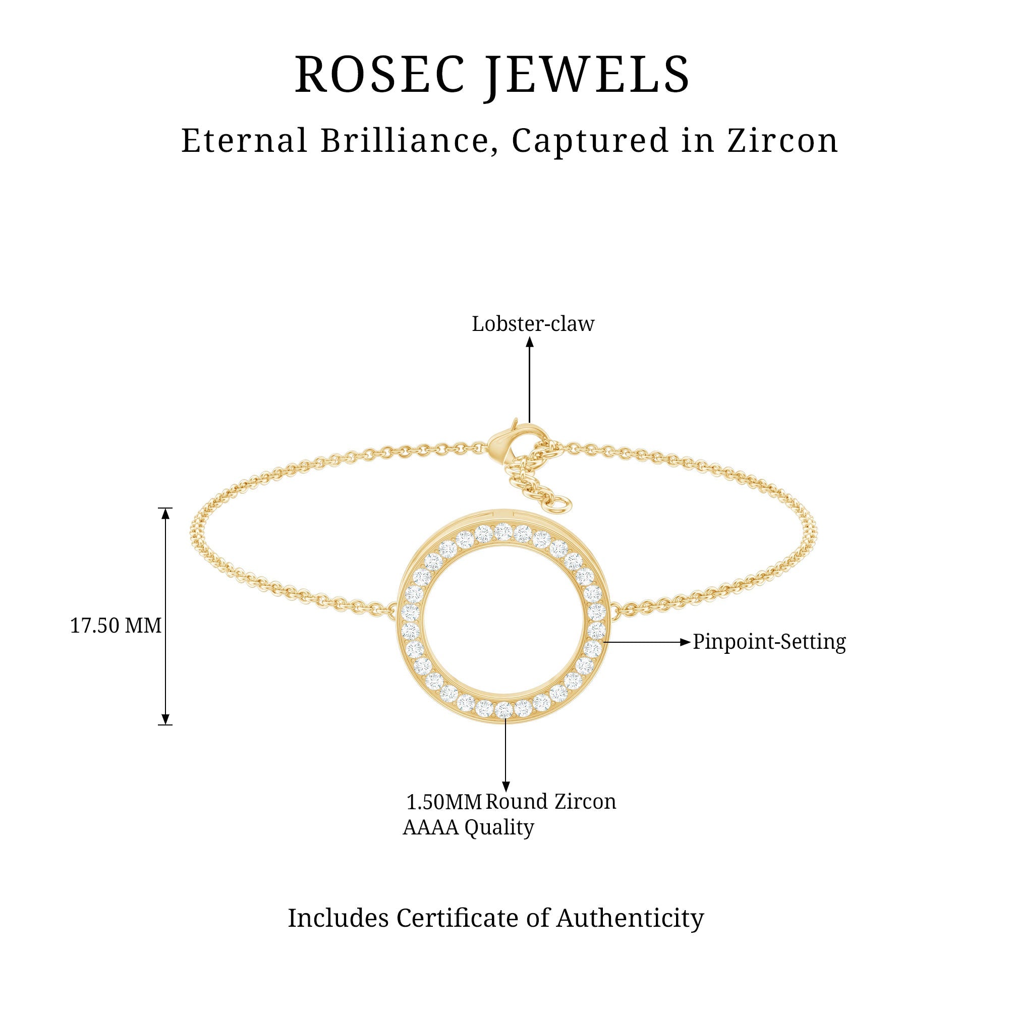 Cubic Zirconia Open Circle Chain Bracelet
