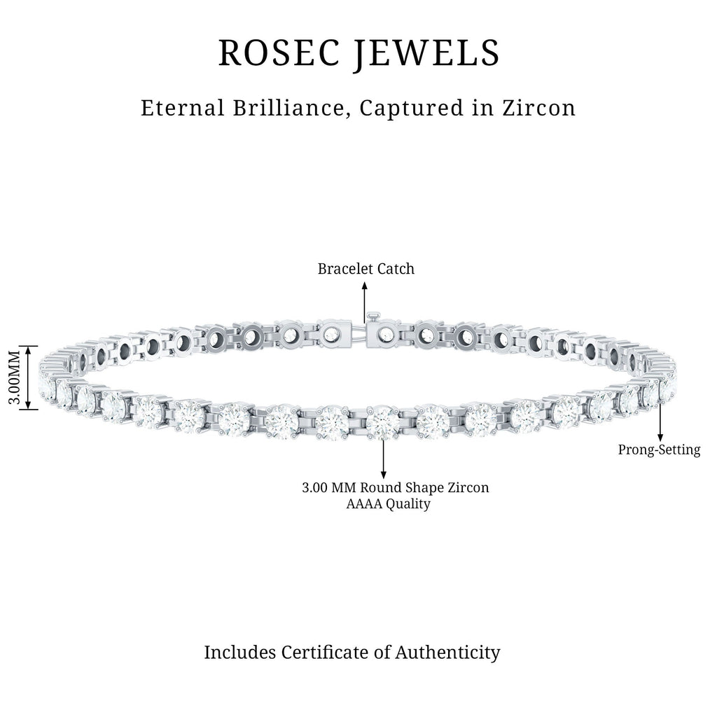 Round Shape Cubic Zirconia Tennis Bracelet