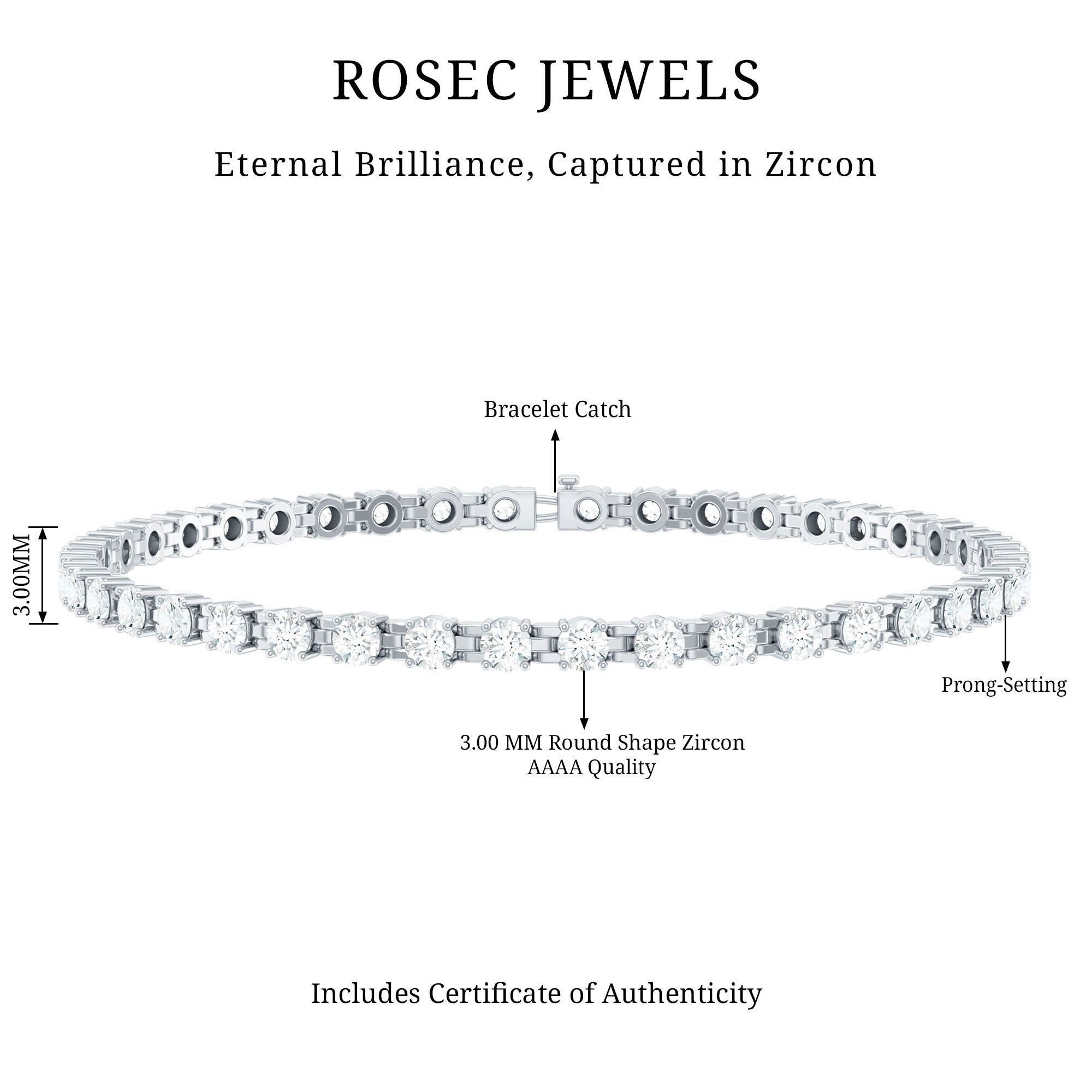 Round Shape Cubic Zirconia Tennis Bracelet