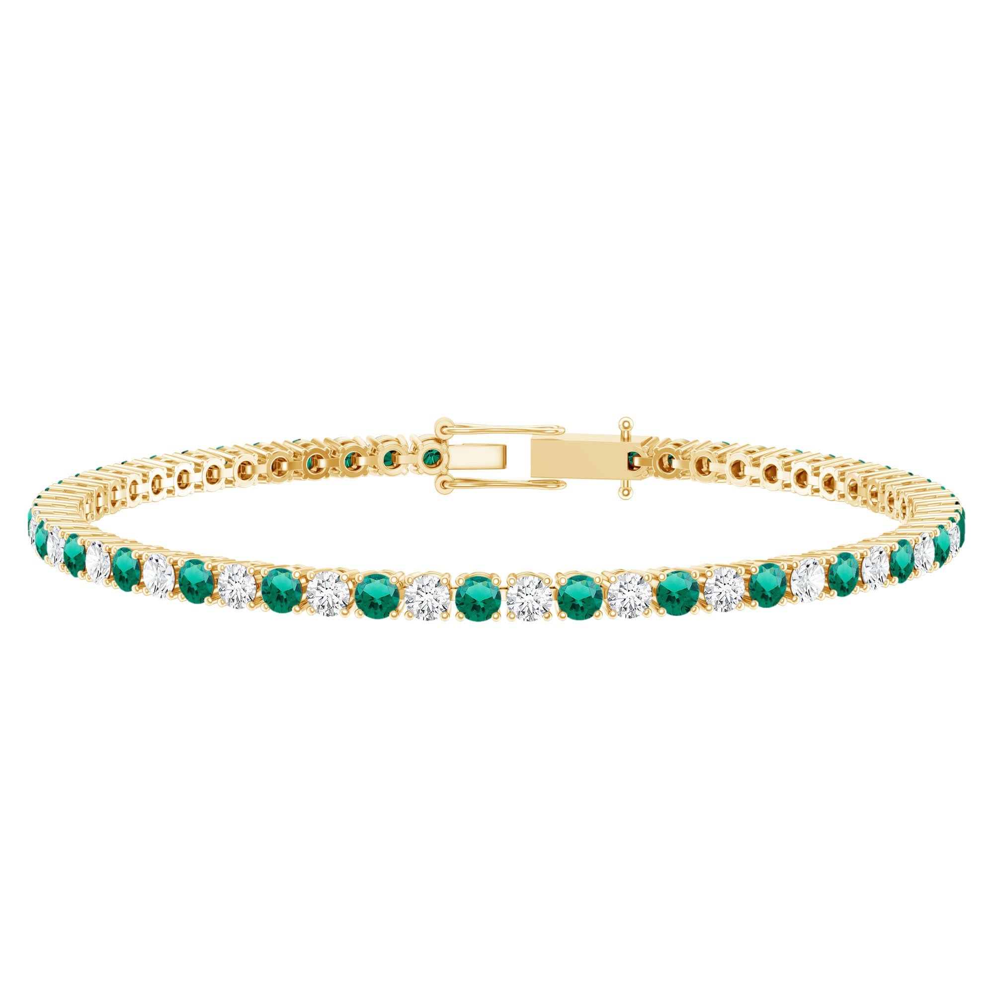 Certified Lab Grown Diamond and Emerald Wedding Tennis Bracelet