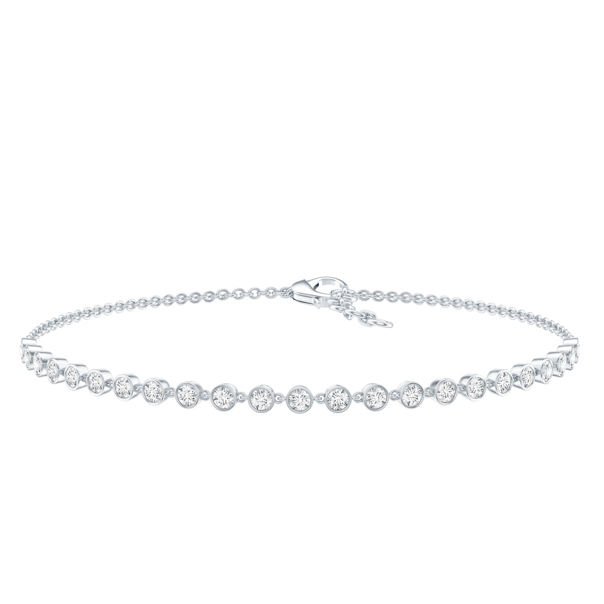 Certified Lab Grown Bezel Set Diamond Eternity Chain Bracelet