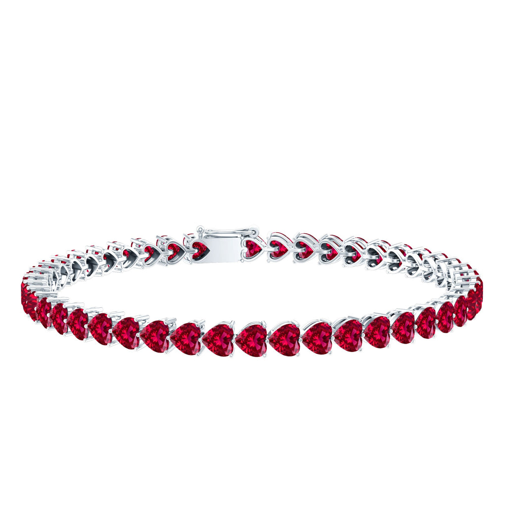 Heart Shape Lab Grown Ruby Tennis Bracelet