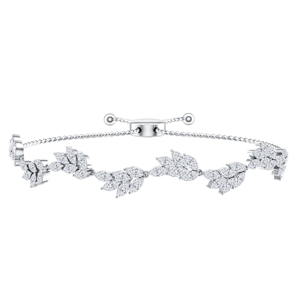 Certified Lab Grown Diamond Leaf Bolo Bracelet Adjustable