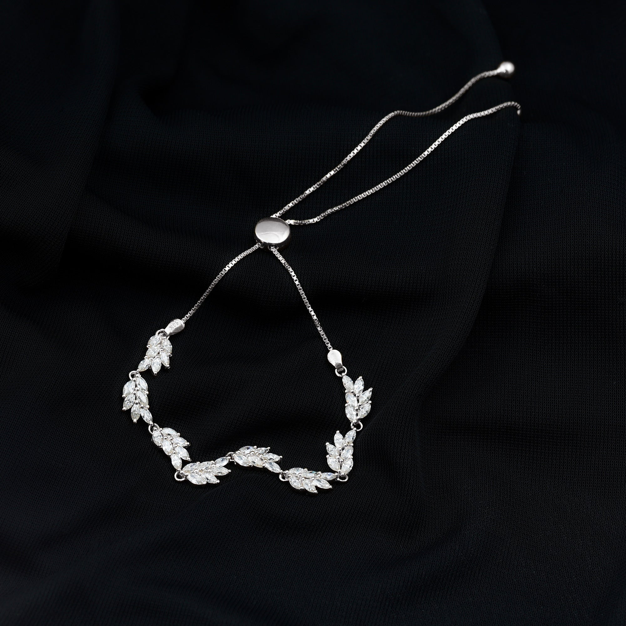 Certified Lab Grown Diamond Leaf Bolo Bracelet Adjustable