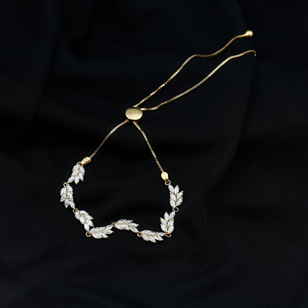 Certified Lab Grown Diamond Leaf Bolo Bracelet Adjustable