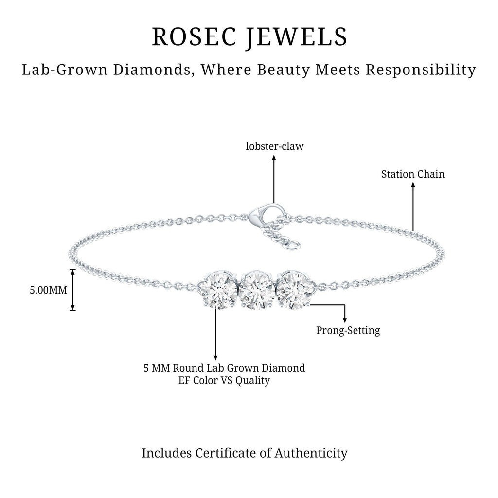 Certified 5 MM Lab Grown Diamond Bracelet for Women