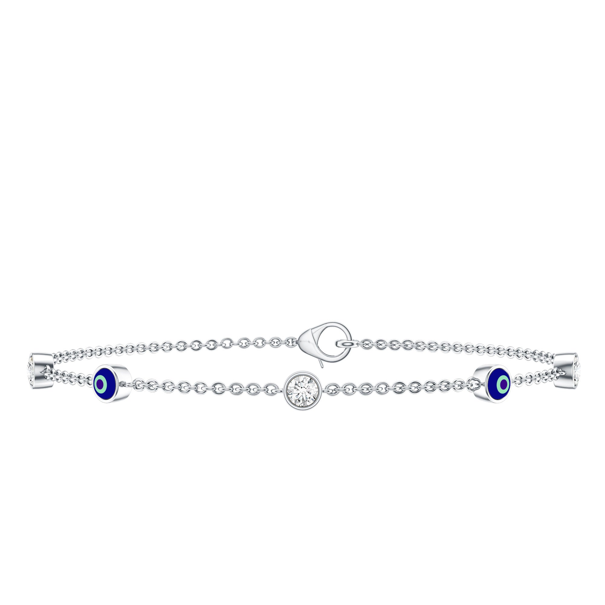 Lab Grown Bezel Set Diamond Evil Eye Bracelet
