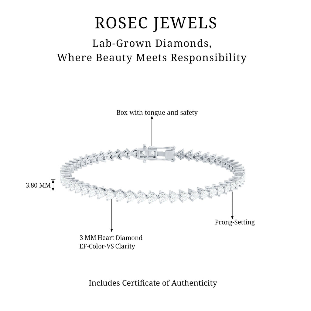 Lab Grown Diamond Heart Tennis Bracelet for Wedding