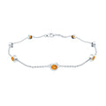 Natural Citrine 7 Stone Station Chain Bracelet for Women