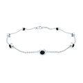 Natural Black Spinel 7 Stone Station Chain Bracelet