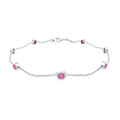 Real Pink Tourmaline Station Chain Bracelet for Women