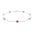 Natural Ruby 7 Stone Station Chain Bracelet for Women