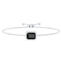 Natural 1.8 Carat Emerald Cut Black Onyx Bolo Bracelet with Diamond Halo