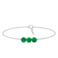 Real 1.4 Carat Certified Emerald Three Stone Bracelet for Women