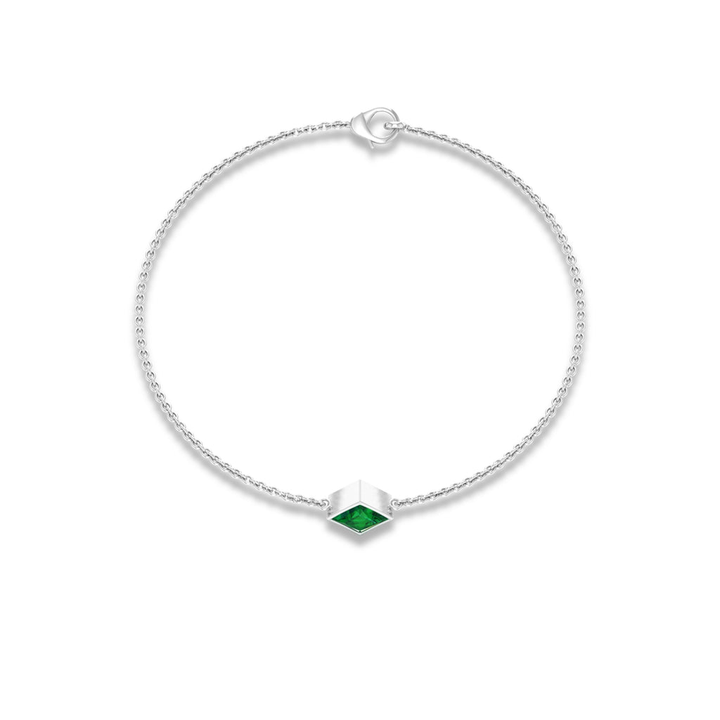 0.36 Carat Princess Cut Real Emerald Birthstone Bracelet with Certificate