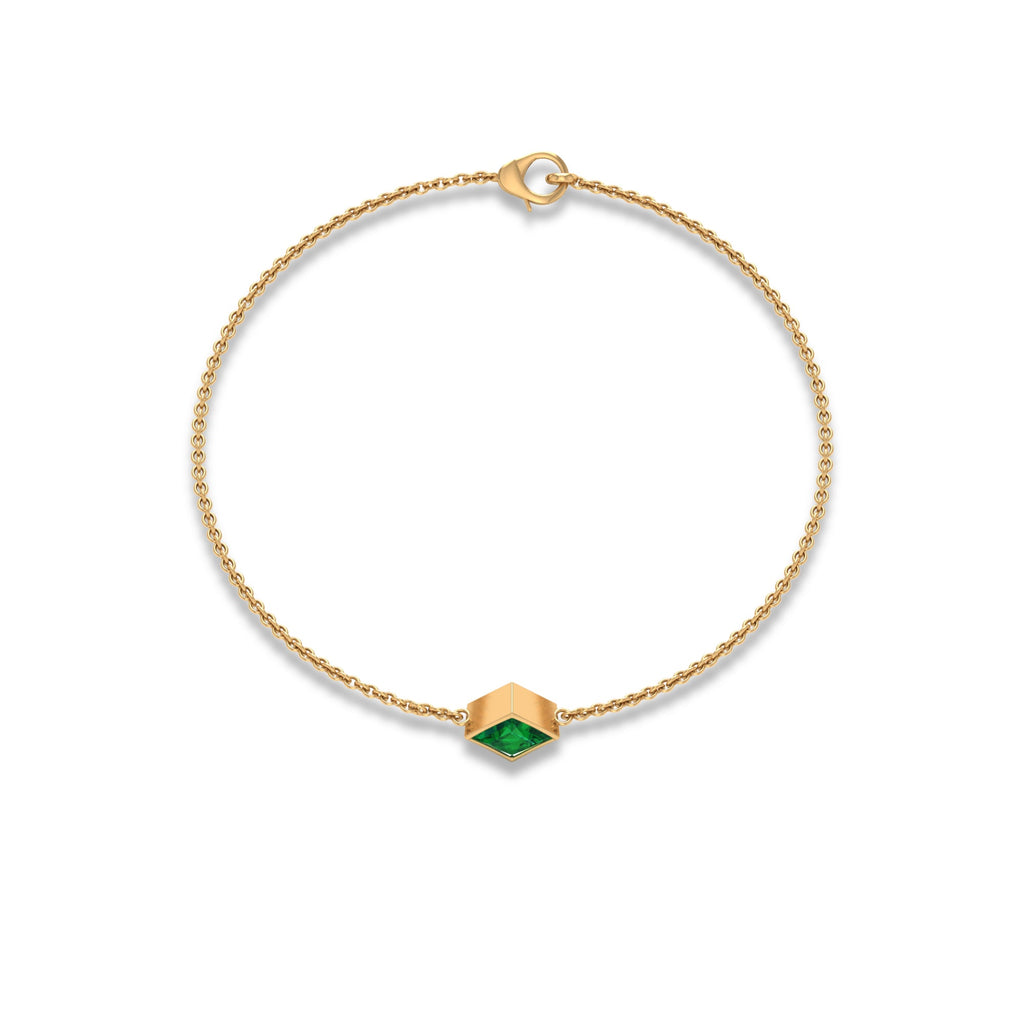 0.36 Carat Princess Cut Real Emerald Birthstone Bracelet with Certificate