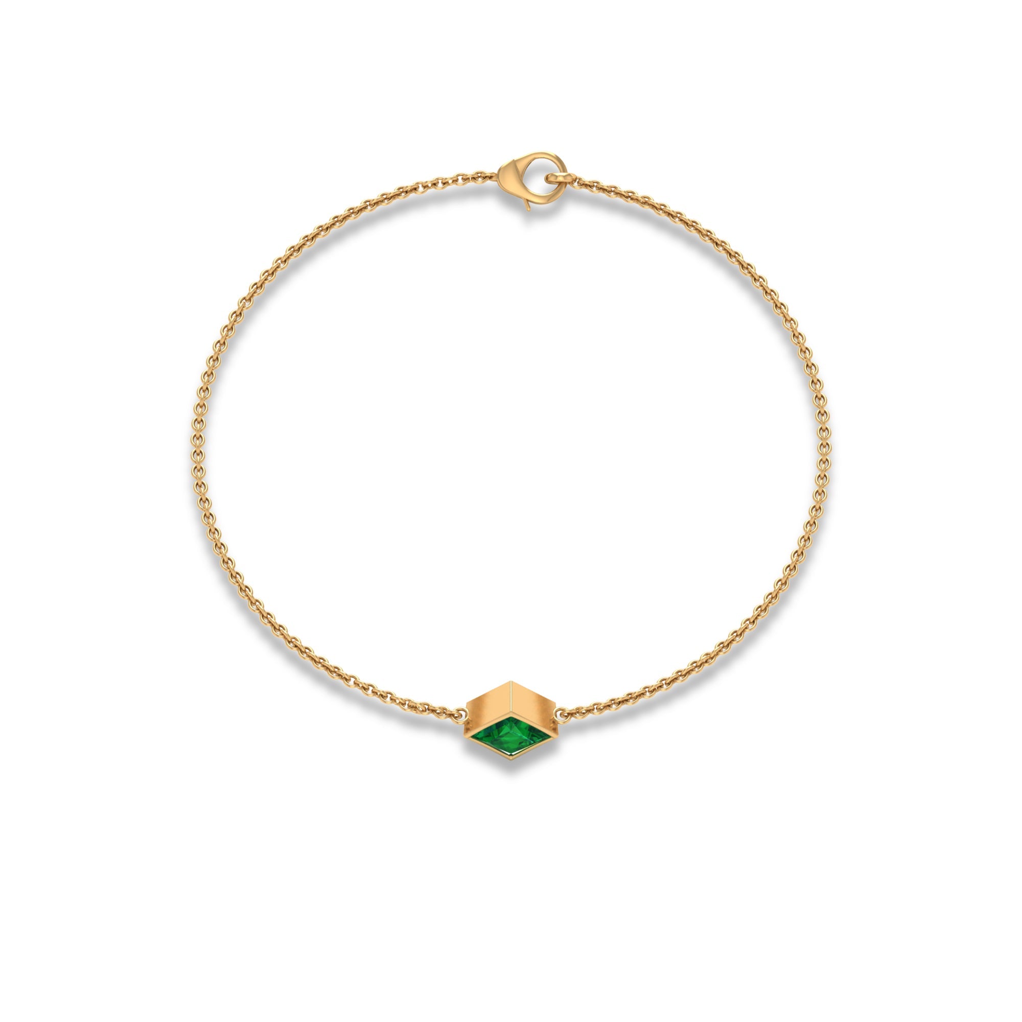 0.36 Carat Princess Cut Real Emerald Birthstone Bracelet with Certificate