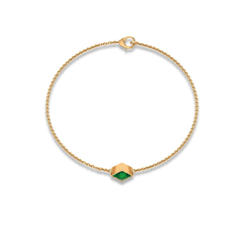 0.36 Carat Princess Cut Real Emerald Birthstone Bracelet with Certificate