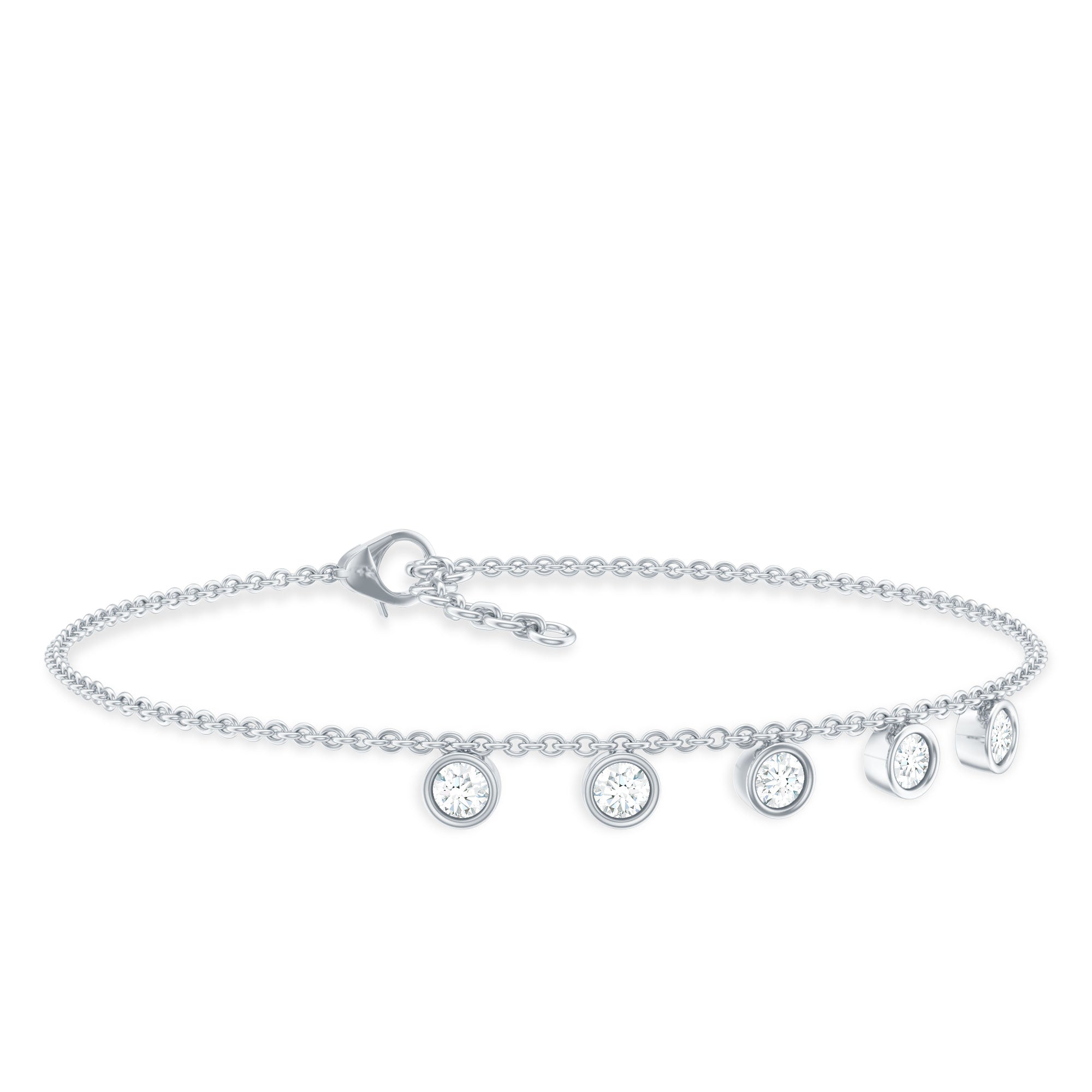 0.5 Carat Certified Moissanite Five Stone Bracelet with Certificate