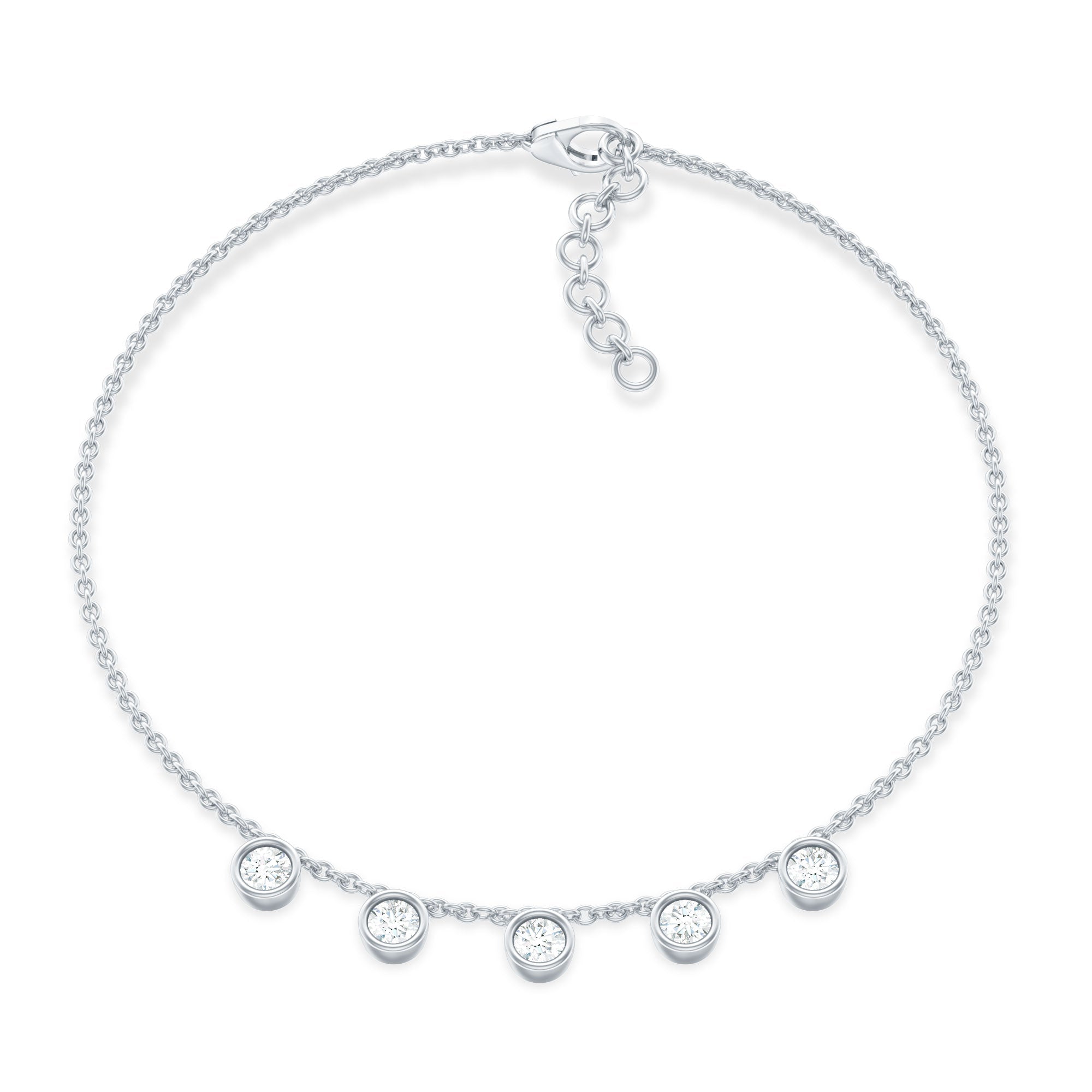 0.5 Carat Certified Moissanite Five Stone Bracelet with Certificate