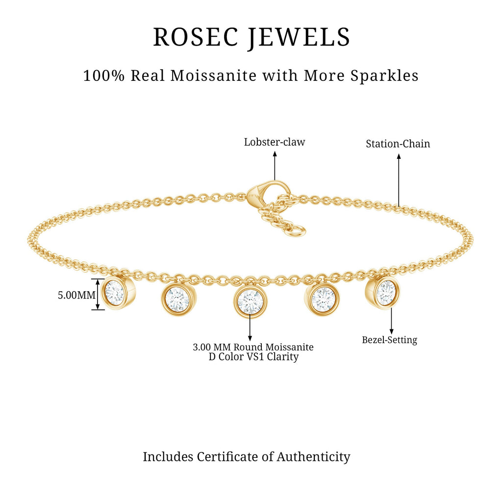 0.5 Carat Certified Moissanite Five Stone Bracelet with Certificate