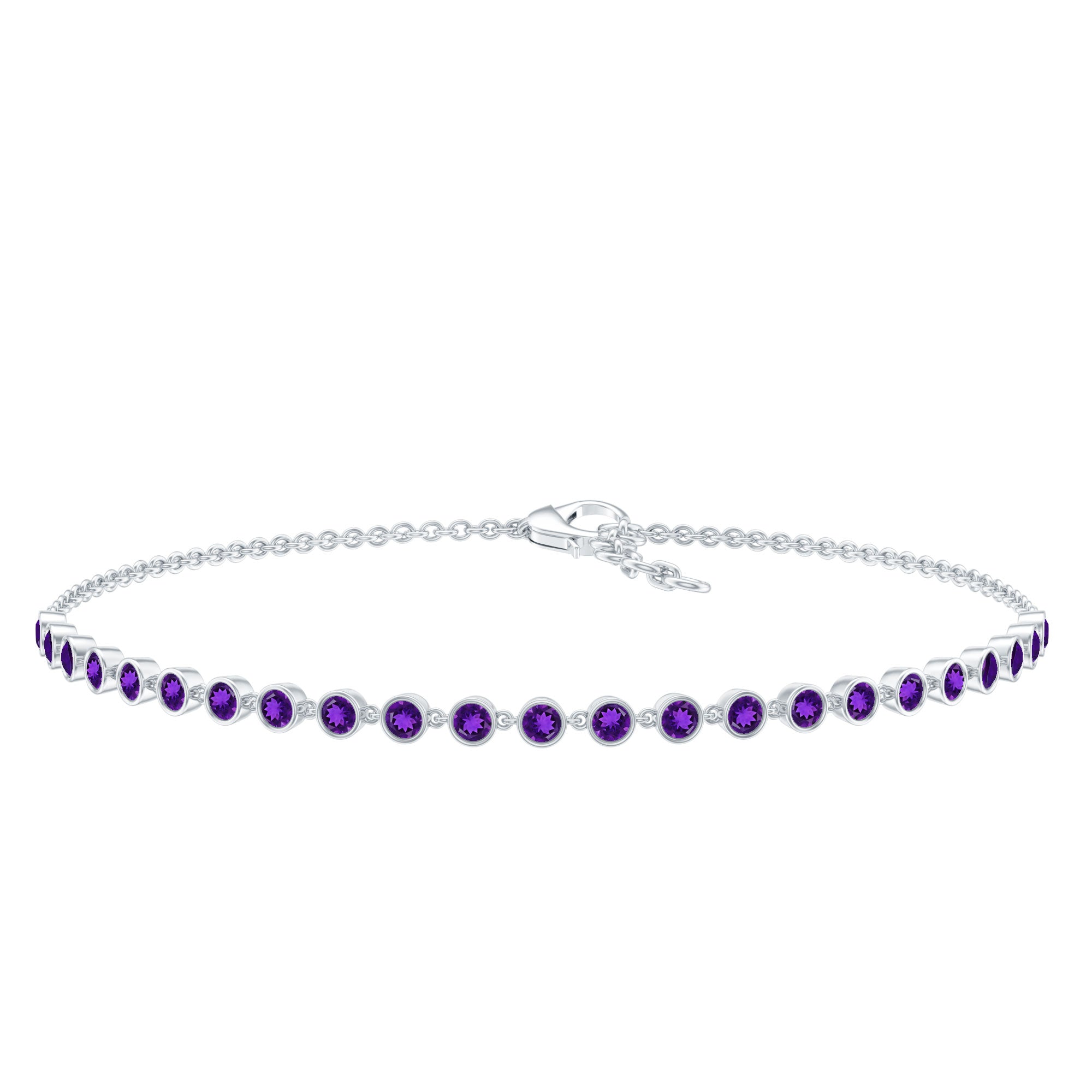 Minimalist Bezel Set Amethyst Chain Bracelet