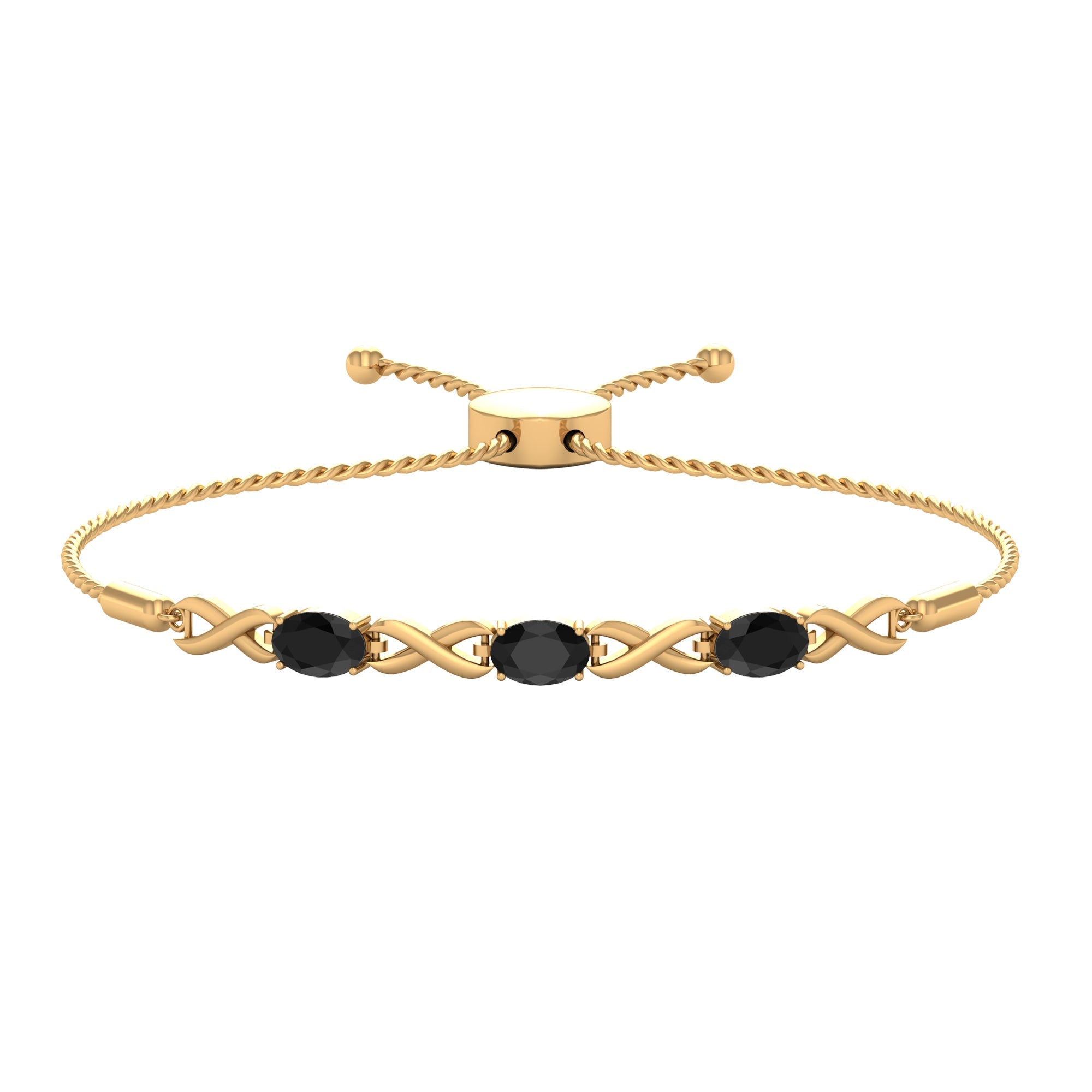 Natural 1.2 Carat Black Onyx Infinity Bolo Bracelet for Women