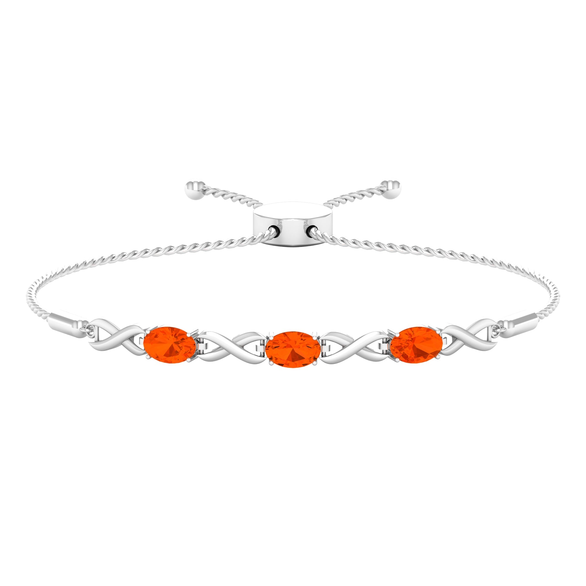 Natural 1.95 Carat Oval Fire Opal Infinity Bolo Bracelet for Women