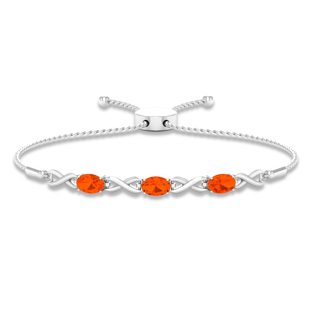 Natural 1.95 Carat Oval Fire Opal Infinity Bolo Bracelet for Women