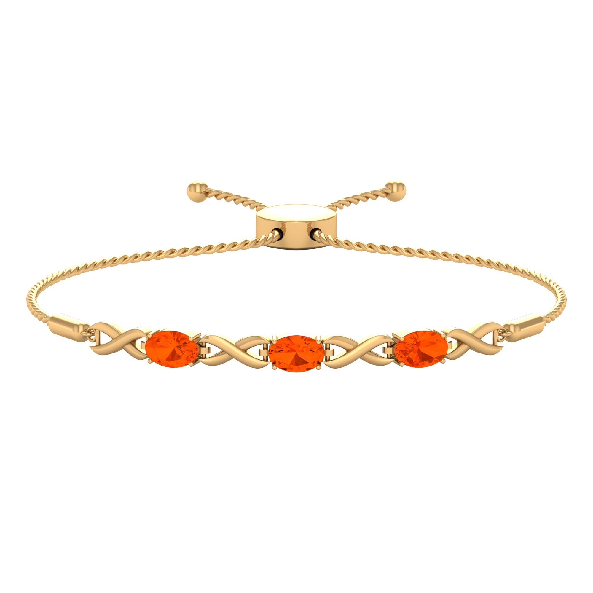 Natural 1.95 Carat Oval Fire Opal Infinity Bolo Bracelet for Women